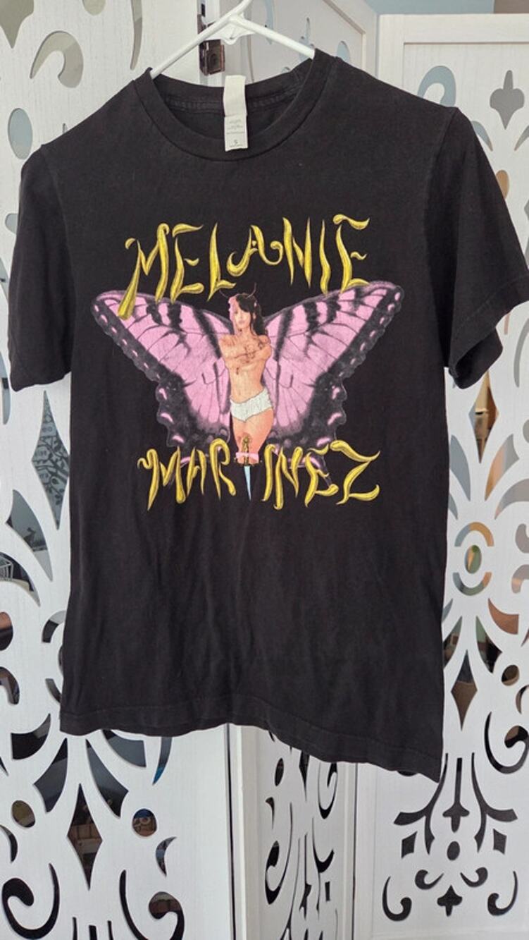 Melanie Martinez Butterfly Graphic Tee Small Black Washed Cotton Alt Pop NWOT